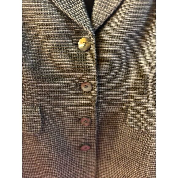 Jacqueline Ferrar blazer gray checkered 14p Rayon/ Wool Blend tweed business - Picture 3 of 7